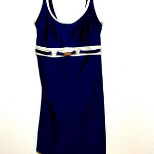 Nautica One Piece Bathing Suit (Swim Suite) Navy Blue with White Trim Size 10